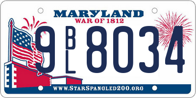 MD license plate 9BL8034