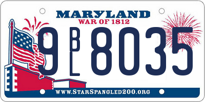MD license plate 9BL8035