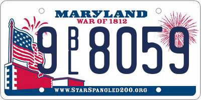 MD license plate 9BL8059