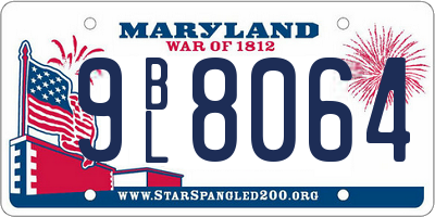 MD license plate 9BL8064