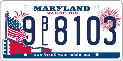 MD license plate 9BL8103