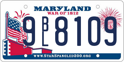 MD license plate 9BL8109