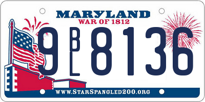 MD license plate 9BL8136