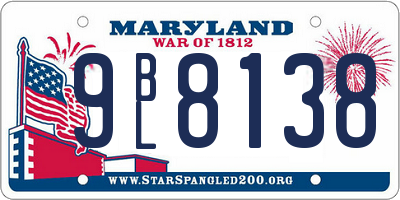 MD license plate 9BL8138