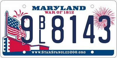 MD license plate 9BL8143