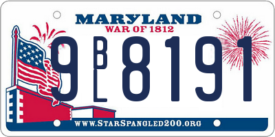 MD license plate 9BL8191