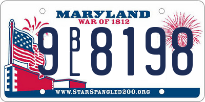MD license plate 9BL8198