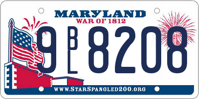 MD license plate 9BL8208