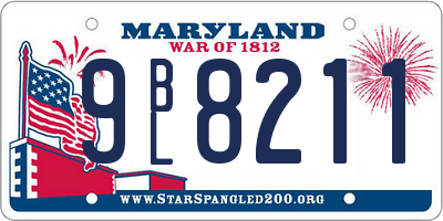 MD license plate 9BL8211