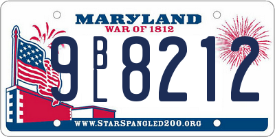 MD license plate 9BL8212