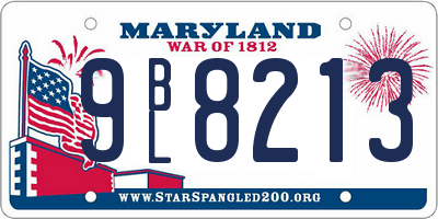 MD license plate 9BL8213