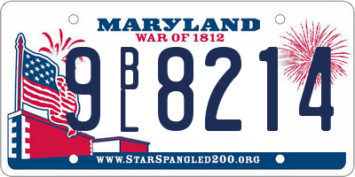 MD license plate 9BL8214