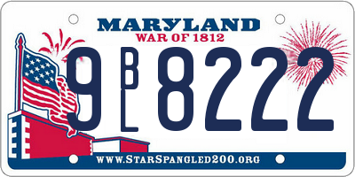 MD license plate 9BL8222