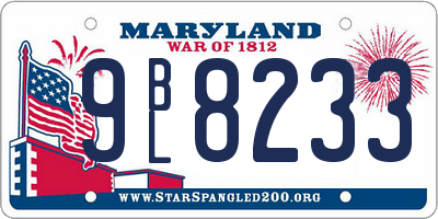 MD license plate 9BL8233