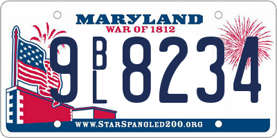 MD license plate 9BL8234