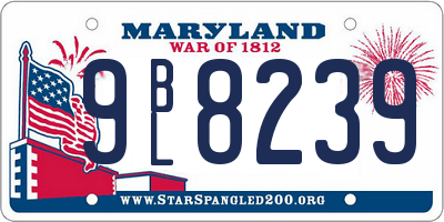 MD license plate 9BL8239