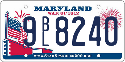 MD license plate 9BL8240