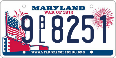 MD license plate 9BL8251