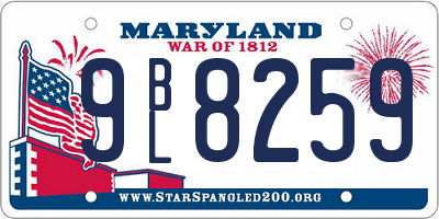 MD license plate 9BL8259