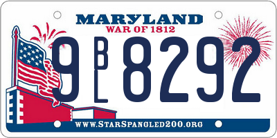 MD license plate 9BL8292