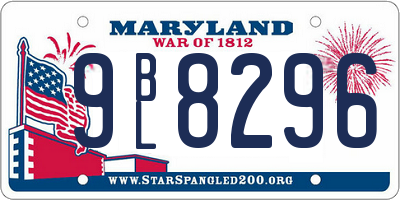 MD license plate 9BL8296