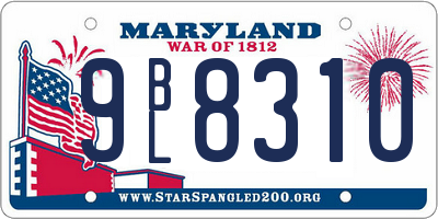 MD license plate 9BL8310