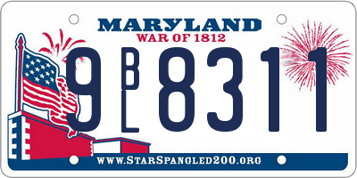 MD license plate 9BL8311