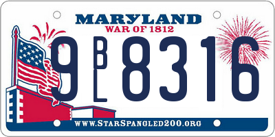 MD license plate 9BL8316