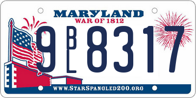 MD license plate 9BL8317