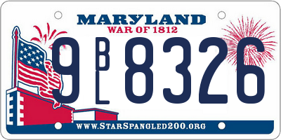 MD license plate 9BL8326