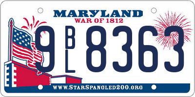 MD license plate 9BL8363