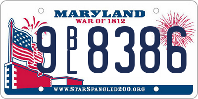 MD license plate 9BL8386