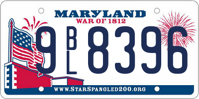 MD license plate 9BL8396