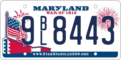MD license plate 9BL8443