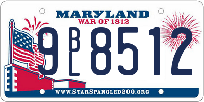 MD license plate 9BL8512