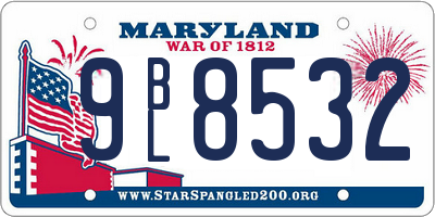 MD license plate 9BL8532