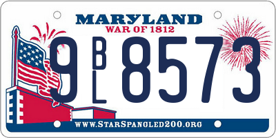 MD license plate 9BL8573