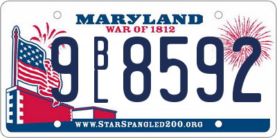 MD license plate 9BL8592