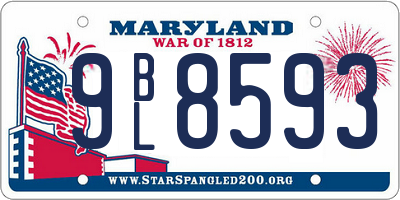 MD license plate 9BL8593