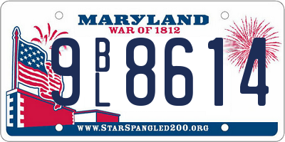 MD license plate 9BL8614