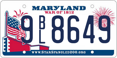 MD license plate 9BL8649