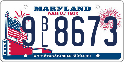 MD license plate 9BL8673