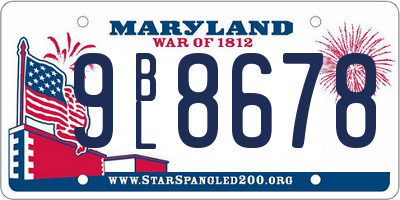 MD license plate 9BL8678