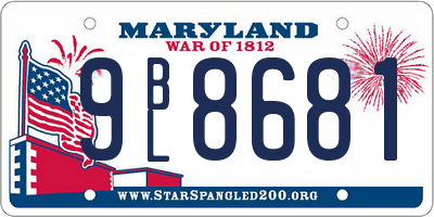 MD license plate 9BL8681