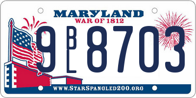 MD license plate 9BL8703