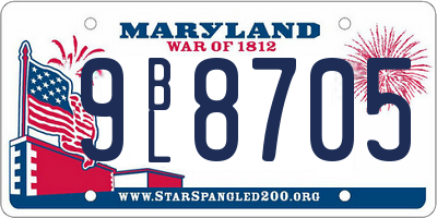 MD license plate 9BL8705