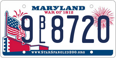 MD license plate 9BL8720