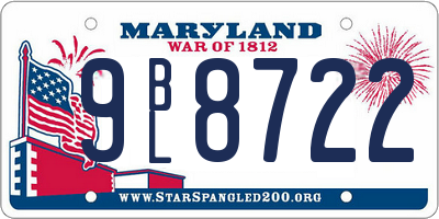 MD license plate 9BL8722