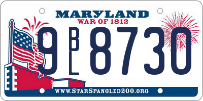 MD license plate 9BL8730