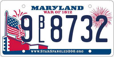 MD license plate 9BL8732